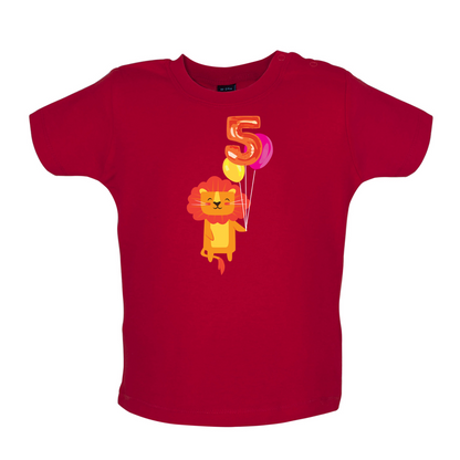 5th Birthday Lion Baby T Shirt