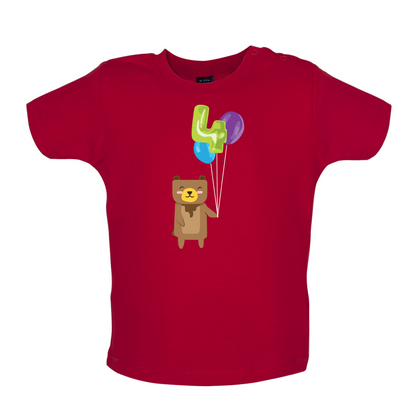 4th Birthday Bear Baby T Shirt