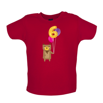 6th Birthday Bear Baby T Shirt