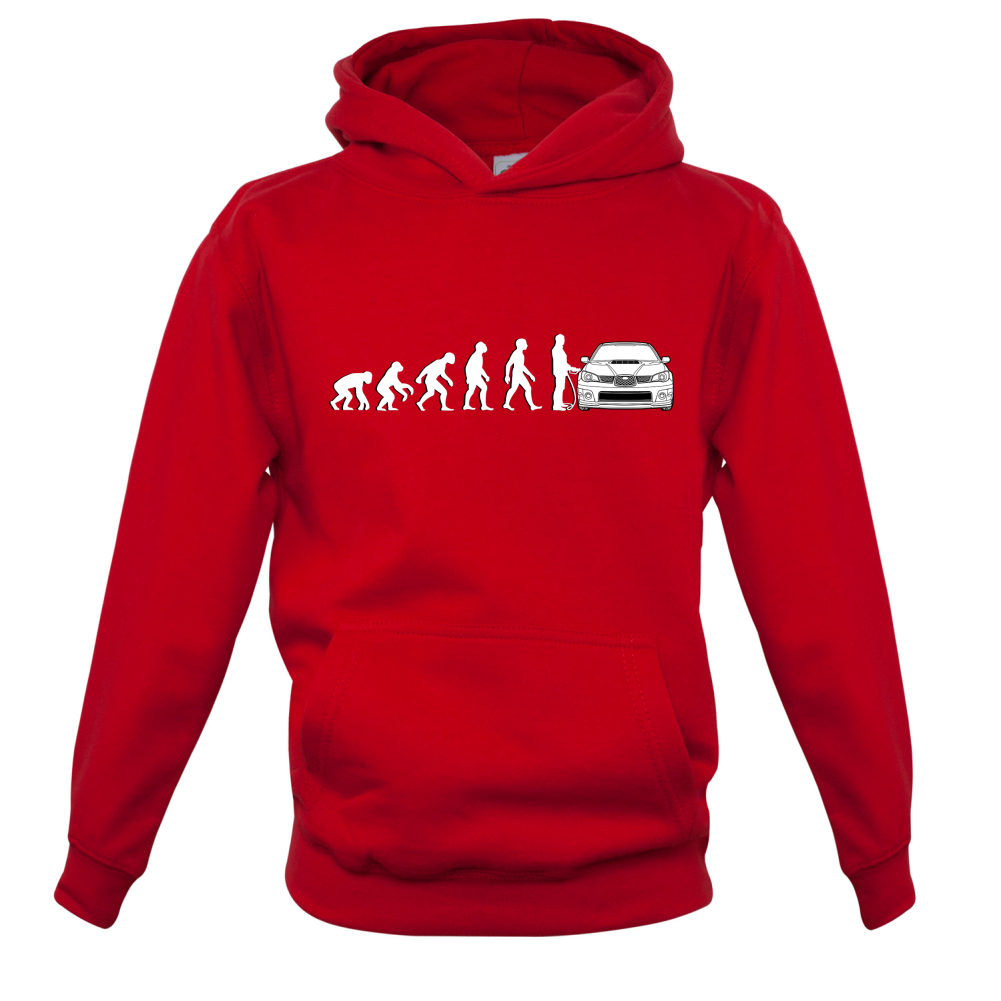 Evolution of Man Impreza Driver Kids T Shirt