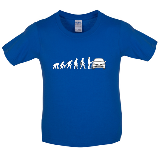 Evolution of Man Clio Driver Kids T Shirt