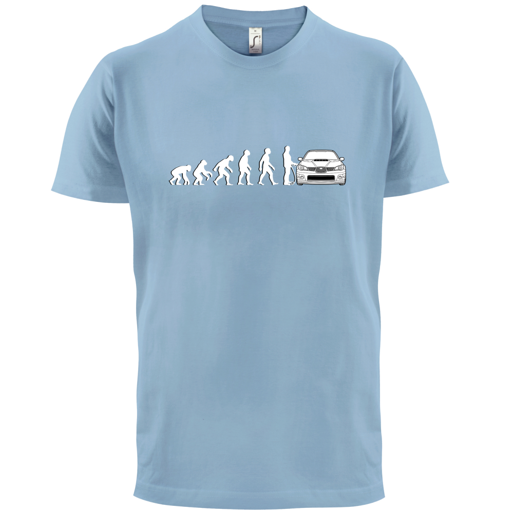 Evolution of Man Impreza Driver T Shirt