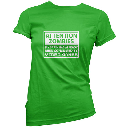 Attention Zombies - Brain Consumed By Video Games T Shirt