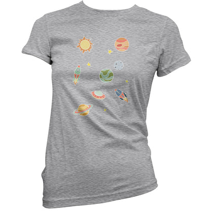 Cartoon Space Scene T Shirt