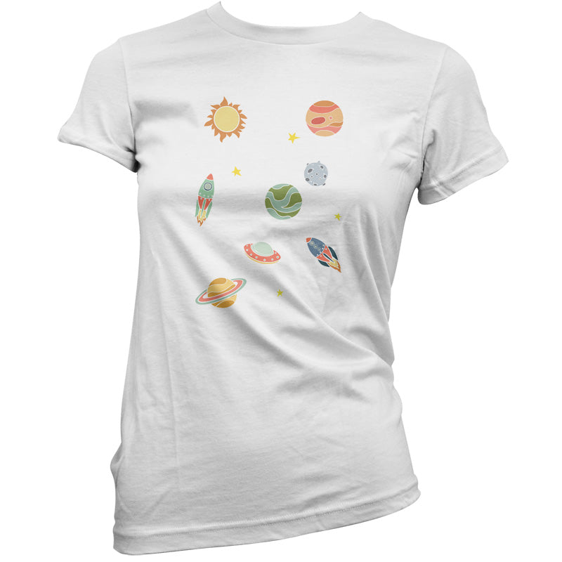 Cartoon Space Scene T Shirt